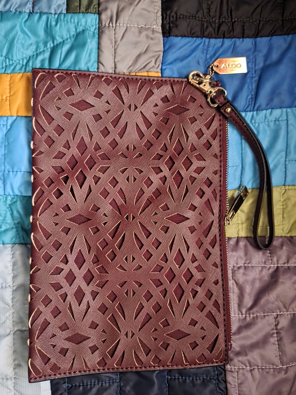 ALDO Women's Laser-Cut Wristlet Clutch in Burgundy
